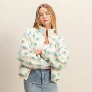 Floral Patterned Sherpa Jacket